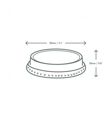 COUVERCLE PLAT SANS TROU POUR PAILLE PLA 76MM POUR GOBELET FIN COMPOSTABLE