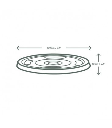 COUVERCLE PLAT AVEC TROU POUR PAILLE PLA 96MM POUR GOBELET STANDARD COMPOSTABLE