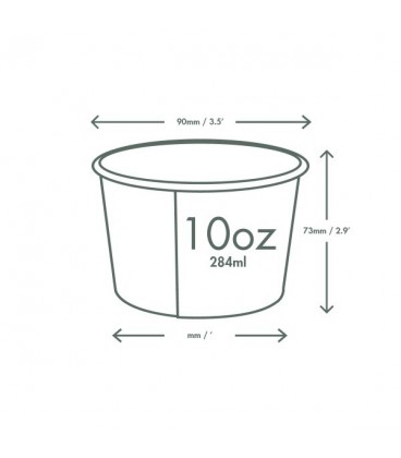 POT ROND à soupes et glaces 300 ML COMPOSTABLE et biodégradable