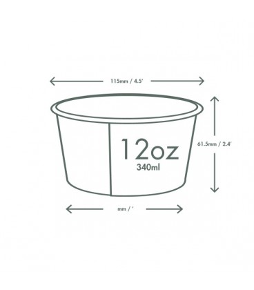 POT ROND pour soupes et glaces en PLA 360 ml COMPOSTABLE - vaisselle jetable biodégradable