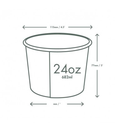 POT soupe et glace ROND PLA 720 ml COMPOSTABLE - vaisselle jetable biodégradable