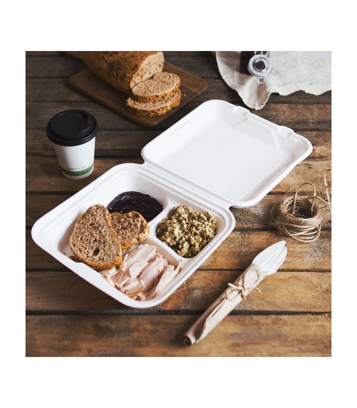 Boîte pour plats chauds jetable biodégradable à emporter compostable