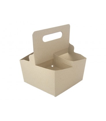 PORTE-GOBELET A POIGNEE 4 GOBELETS COMPOSTABLE