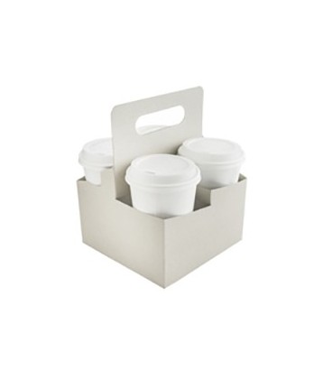 PORTE-GOBELET A POIGNEE 4 GOBELETS COMPOSTABLE