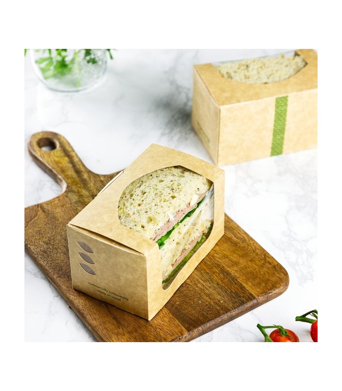 Boite repas, sandwich carton brun avec impression 14,5 x 8,5 x 6 cm par 500  - RETIF