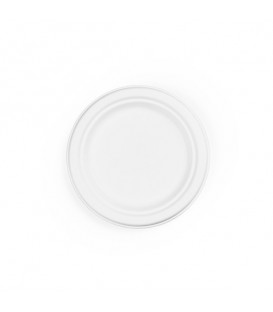 ASSIETTE RONDE BLANCHE EN RESIDUS DE BAGASSE 17 CM