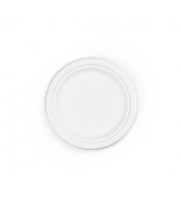 ASSIETTE RONDE BLANCHE EN RESIDUS DE BAGASSE 17 CM