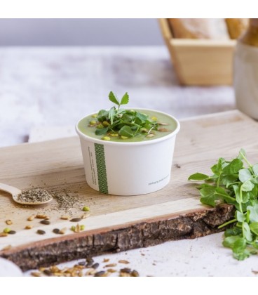 POT ROND à soupes et glaces 300 ML COMPOSTABLE et biodégradable