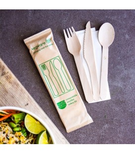 Kit couverts compostable en bois - 250 kits