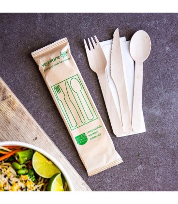 Kit couverts compostable en bois - 250 kits