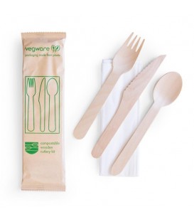 Kit couverts compostable en bois - 250 kits