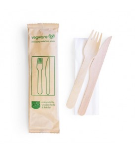 Kit couteau et fourchette en bois compostable
