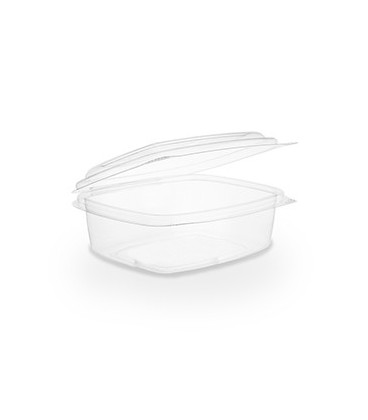 BARQUETTE À COUVERCLE RABATTABLE PLA 360 ml COMPOSTABLE - vaisselle jetable biodégradable