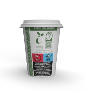 GOBELET BLANC ou KRAFT 360 ml POUR BOISSONS CHAUDES COMPOSTABLE