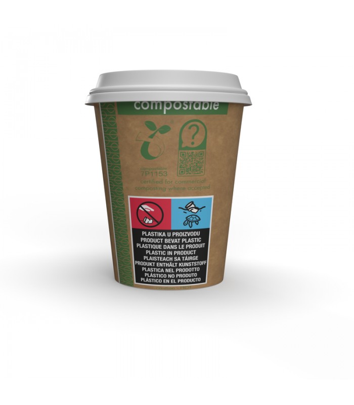 Gobelet jetable biodégradable / gobelet à café (gobelet carton avec PLA)  avec imprimé bio 300 ml