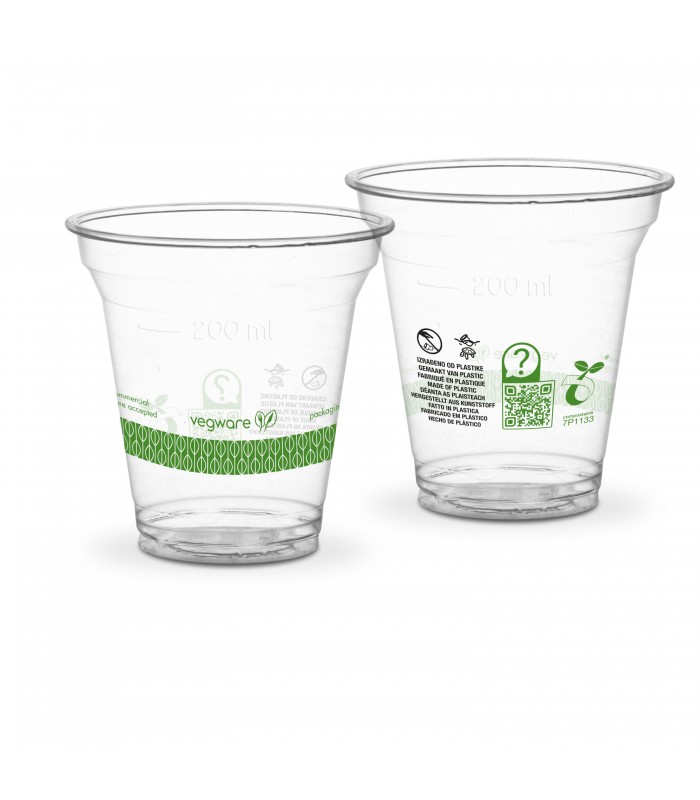 Gobelet jetable transparent pour boissons froides 200 ml compostable