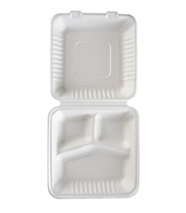 Lunchbox en bagasse 3 compartiments