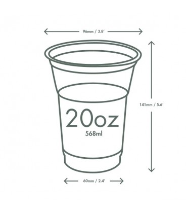 CONTENANT BOISSON FROIDE EN PLA LISERE VERT 568 ML COMPOSTABLE VEGWARE