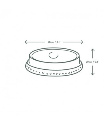 COUVERCLE PLAT AVEC TROU POUR PAILLE PLA 76MM POUR GOBELET FIN COMPOSTABLE VEGWARE