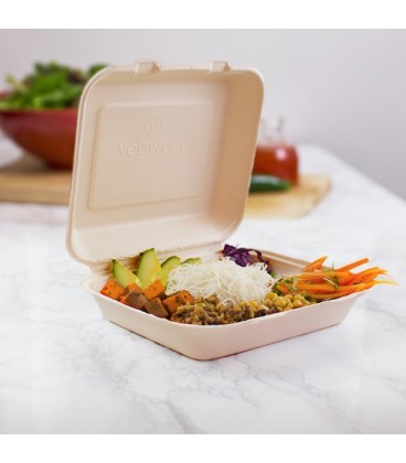 Lunch box carrée en fibre naturelle moulée 8in - 205 mm