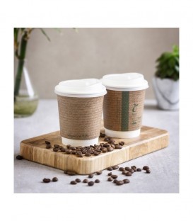 GOBELET KRAFT DOUBLE PAROI 24CL POUR BOISSONS CHAUDES COMPOSTABLE VEGWARE