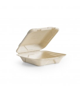 Lunch box carrée en fibre naturelle moulée 205 mm - 200 unités