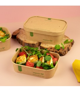 Récipient alimentaire carré en kraft - 500 ml