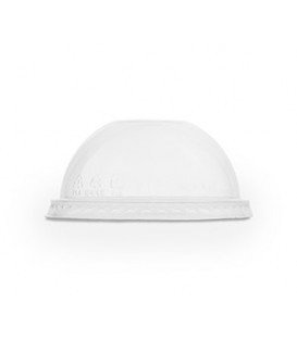 COUVERCLE DOME PLA PLAT SANS TROU POUR GOBELET STANDARD COMPOSTABLE