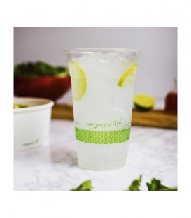 CONTENANT BOISSON FROIDE EN PLA LISERE VERT 568 ML COMPOSTABLE VEGWARE