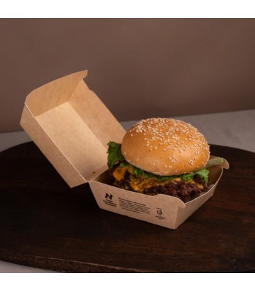 FR-CS5C001 - Boîte à burger 100% carton Notpla - 200 boîtes