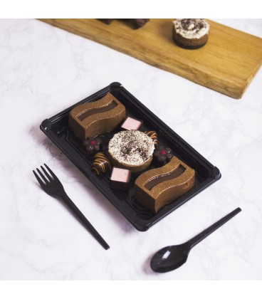 BARQUETTE À SUSHIS AVEC COUVERCLE EN PLA N° 4 (24.5 x 15 x 4 cm)- 300 BARQUETTES