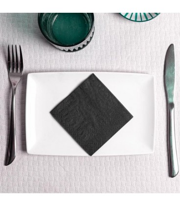 SERVIETTE DE TABLE EN PAPIER NOIR 20 x 20 CM MAPELOR