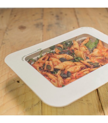 Couvercle en bagasse avec fenêtre - Taille 3