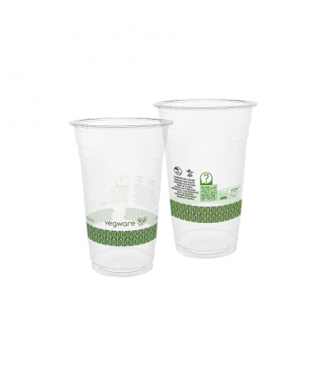 CONTENANT BOISSON FROIDE EN PLA LISERE VERT 568 ML COMPOSTABLE VEGWARE