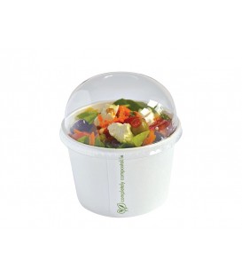 COUVERCLE DOME PLA POUR RECIPIENT DE 360 ML A 1000 ML COMPOSTABLE. POUR LA VENTE A EMPORTER BIODEGRADABLE COMPOSTABLE