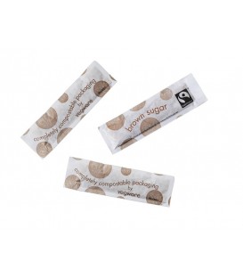 Stick de sucre roux commerce équitable, emballage compostable