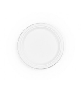 ASSIETTE BLANCHES RONDES EN RESIDUS DE BAGASSE 22 CM