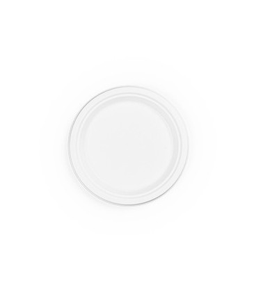 ASSIETTE BLANCHES RONDES EN RESIDUS DE BAGASSE 22 CM