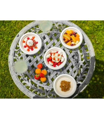 ASSIETTE BLANCHES RONDES EN RESIDUS DE BAGASSE 22 CM