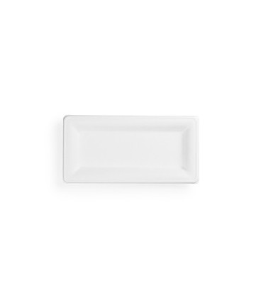 ASSIETTE CARRÉE EN BAGASSE BLANCHE 25 X 38 CM - 500 ASSIETTES