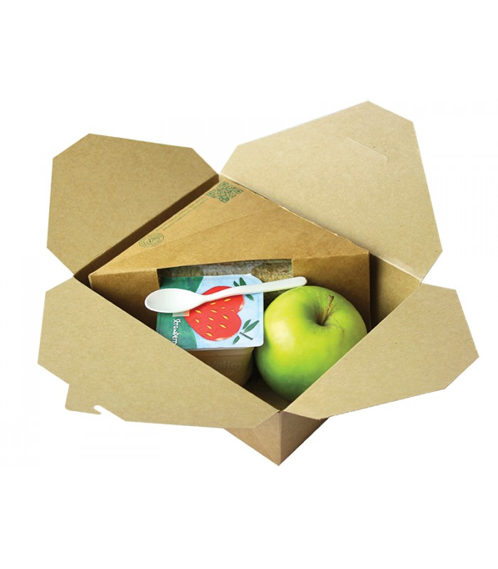 Boîte pour plat à emporter en kraft 1300 ml, compostable biodégradable