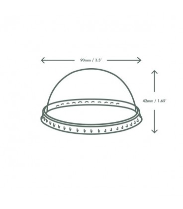 COUVERCLE DOME PLA POUR RECIPIENT DE 175 à 275 ml COMPOSTABLE