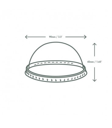 COUVERCLE DOME PLA POUR RECIPIENT DE 175 à 275 ml COMPOSTABLE